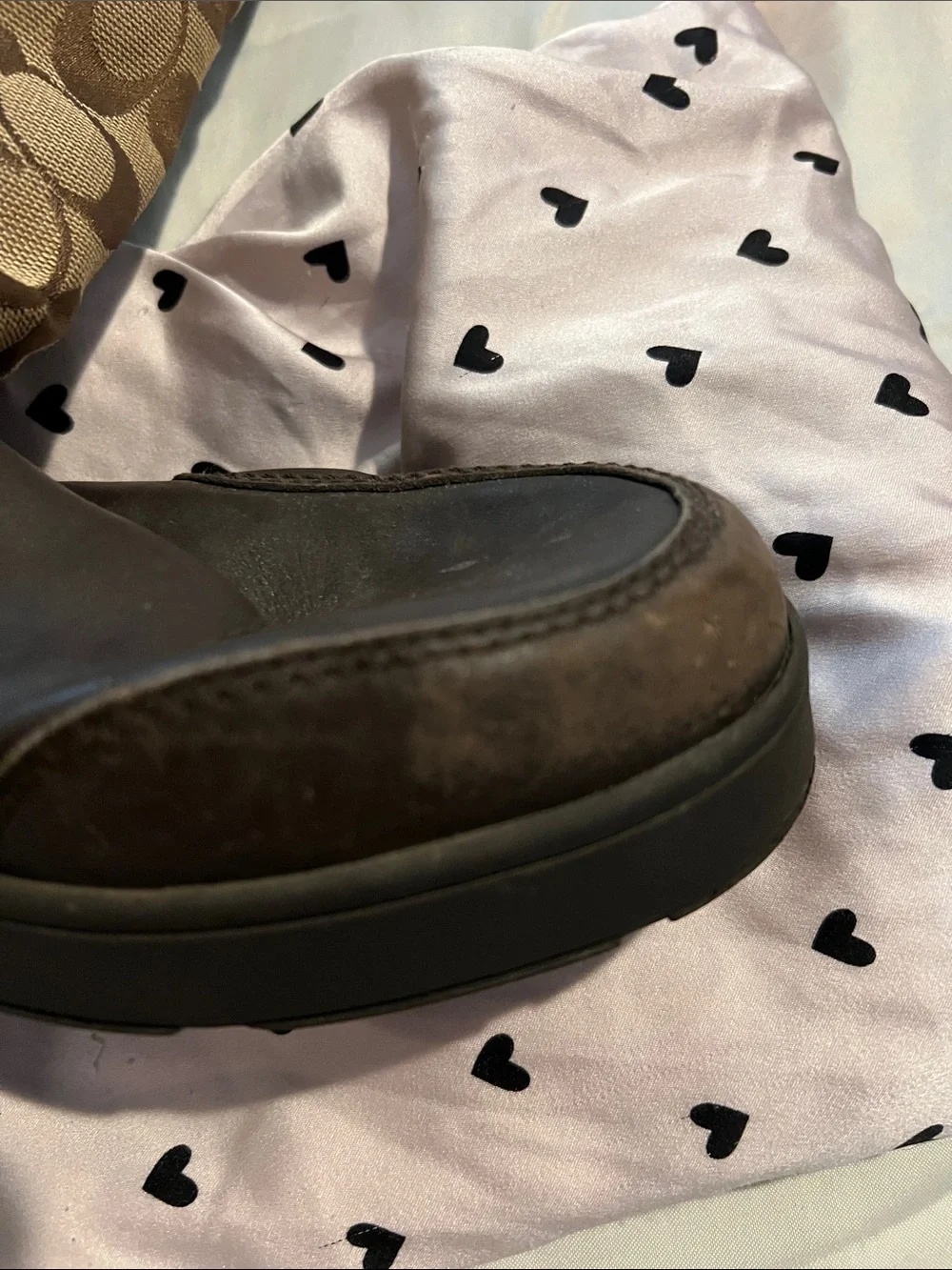 Coach Brown Signature Monogram Tall Boots with Gold Hardware